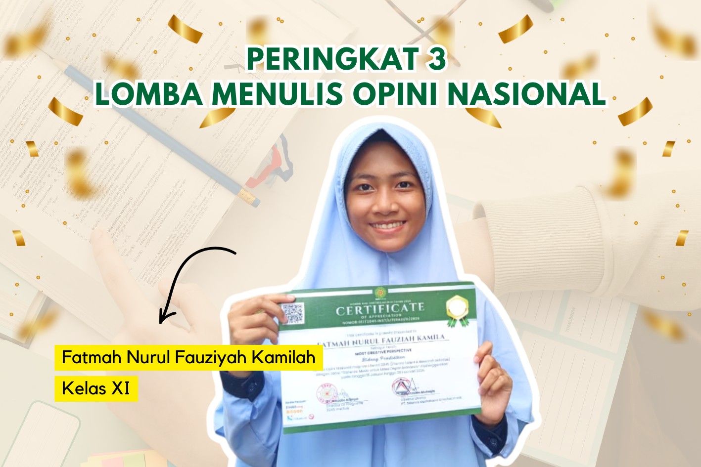 Peserta Didik SMA Al-Furqan Jember Raih Peringkat 3 Lomba Menulis Opini Nasional